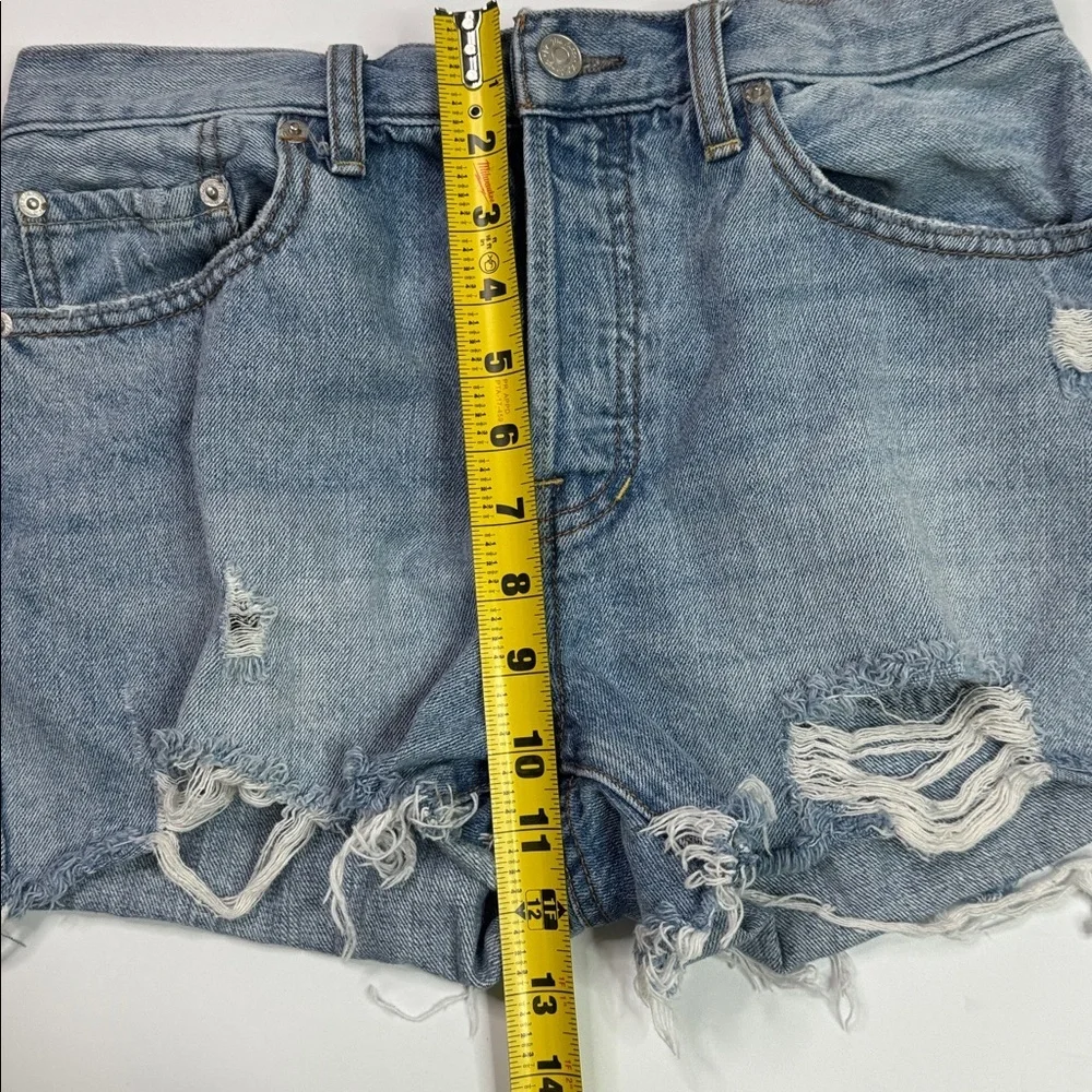 We The Free Distressed Mid Rise Button Fly Denim Shorts Size 29